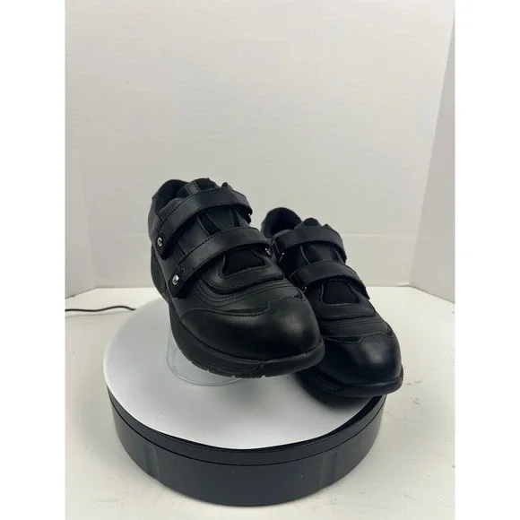 P W Minor Women's Black Leather Double Strap Arch Support Comfort Shoes Size 10